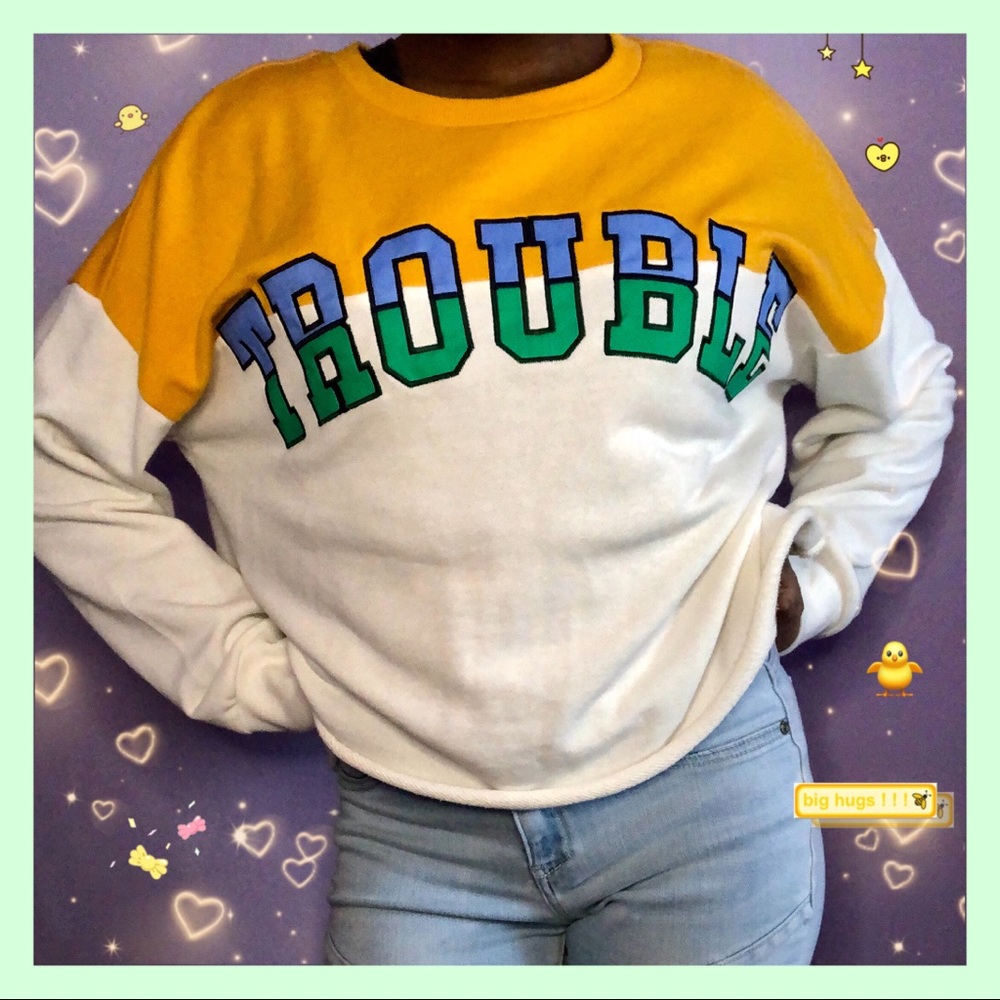 ❀ CROPPED “TROUBLE” SWEATSHIRT ❀
